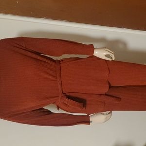 Rusty Brown Knitted Loungewear Set Co ord
